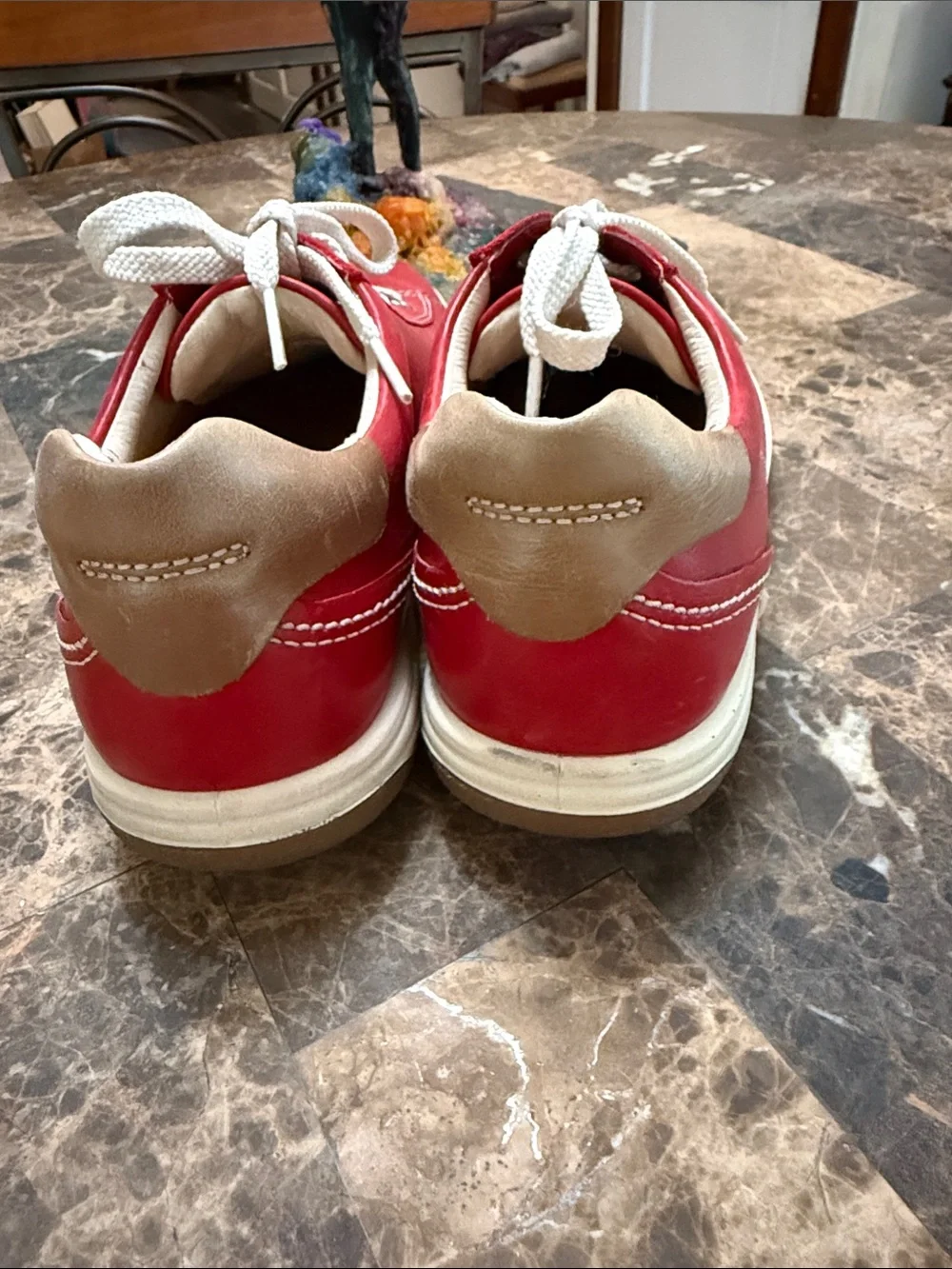 ECCO Red Leather Lace-Up Comfort Sneakers EU 39